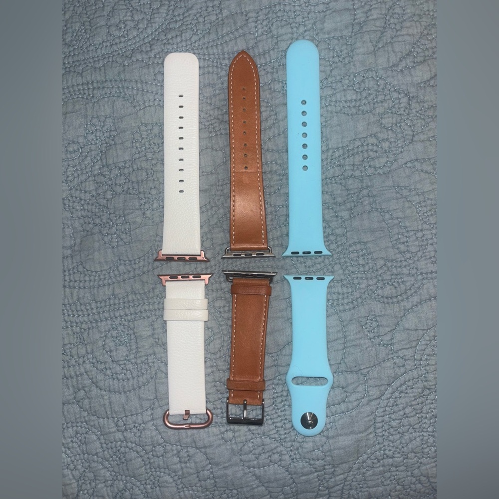 Set of 3 Leather and Silicone Watch Bands for 42 mm Apple Watch